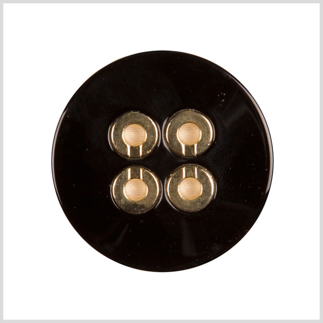 Black Lacquer Gold Metal Button - 28L/18mm