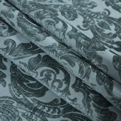 Subtle Green Damask Chenille Jacquard Folded