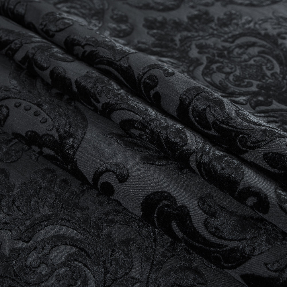 Black Damask Chenille Jacquard Folded