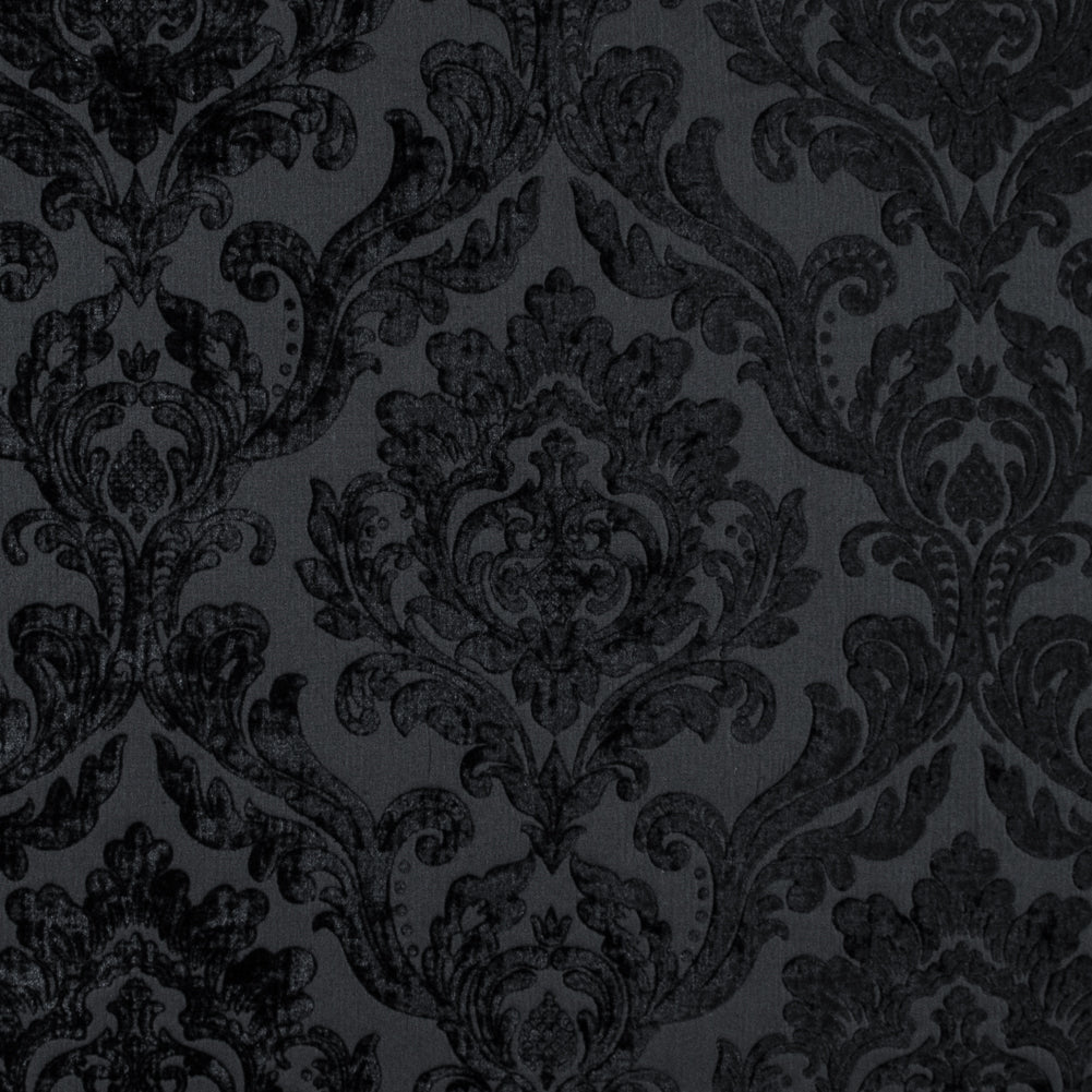 Black Damask Chenille Jacquard