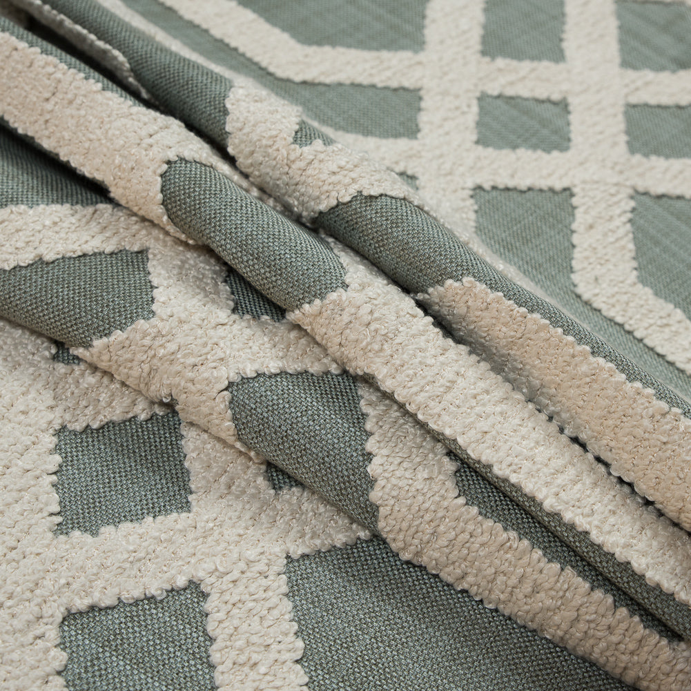Resort Polyester Woven with a Geometric Faux-Chenille Design - Folded