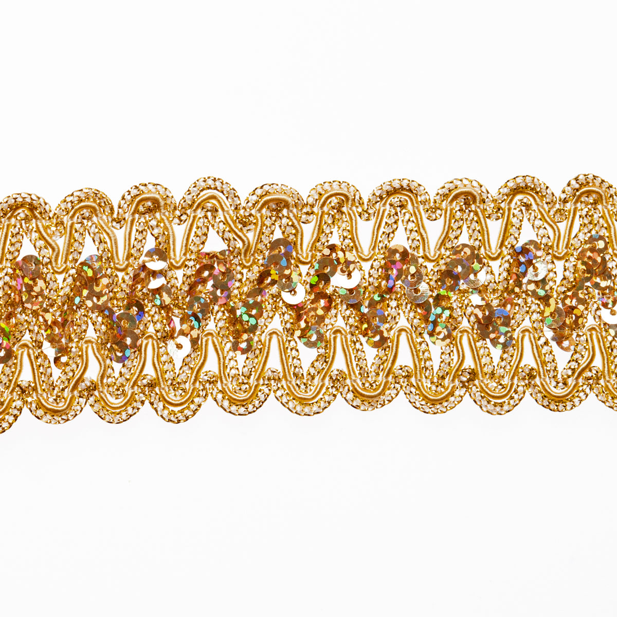 1.75 Metallic Gold Sequin Braid Trimming