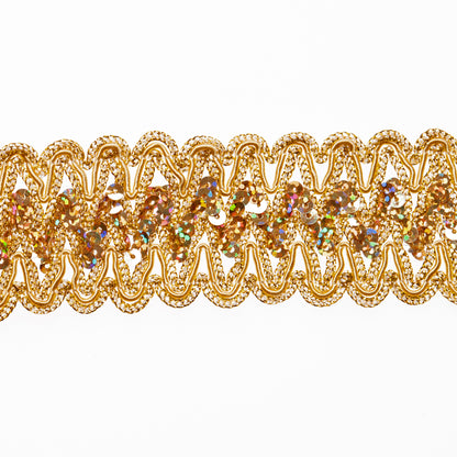 1.75 Metallic Gold Sequin Braid Trimming