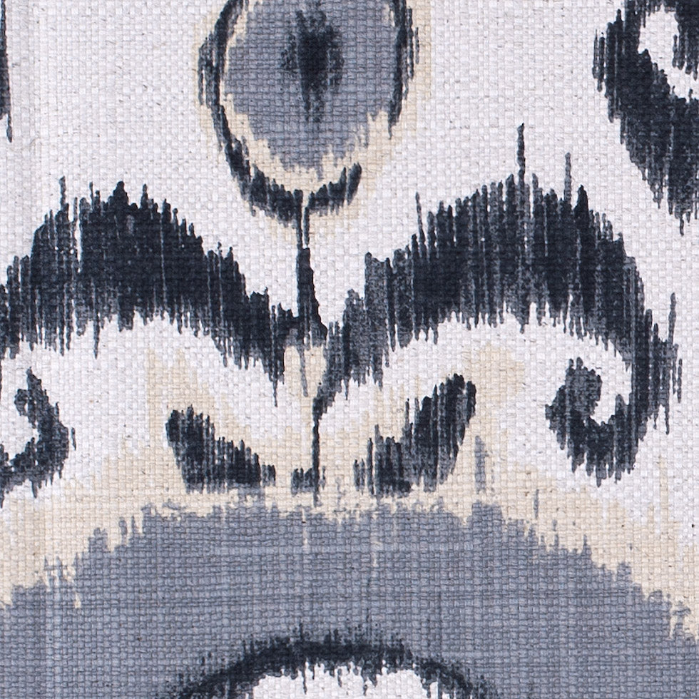 Gray Floral Ikat Cotton-Blend Woven - Detail