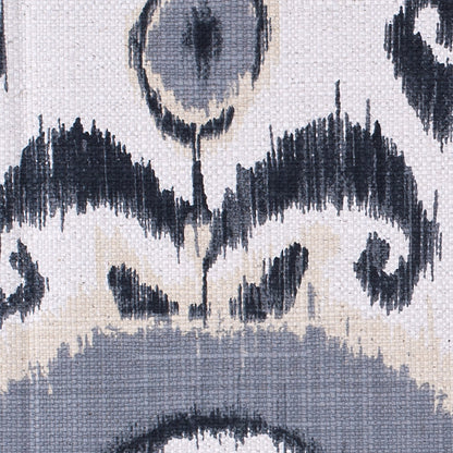 Gray Floral Ikat Cotton-Blend Woven - Detail