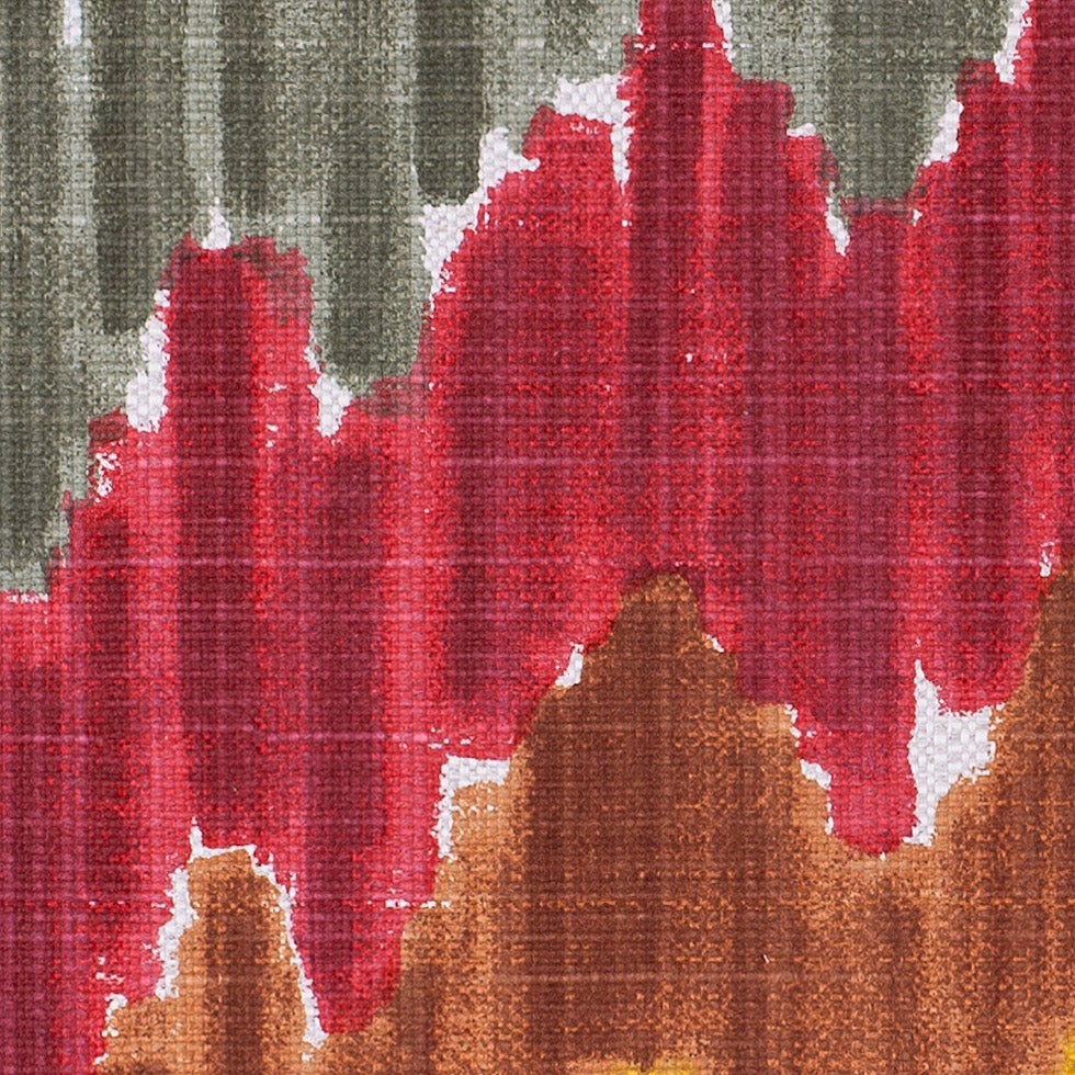 Gray/Red Flamestitch Cotton-Blend Woven Detail