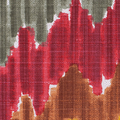 Gray/Red Flamestitch Cotton-Blend Woven Detail