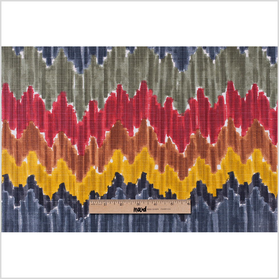 Gray/Red Flamestitch Cotton-Blend Woven Full