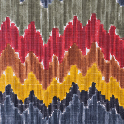 Gray/Red Flamestitch Cotton-Blend Woven