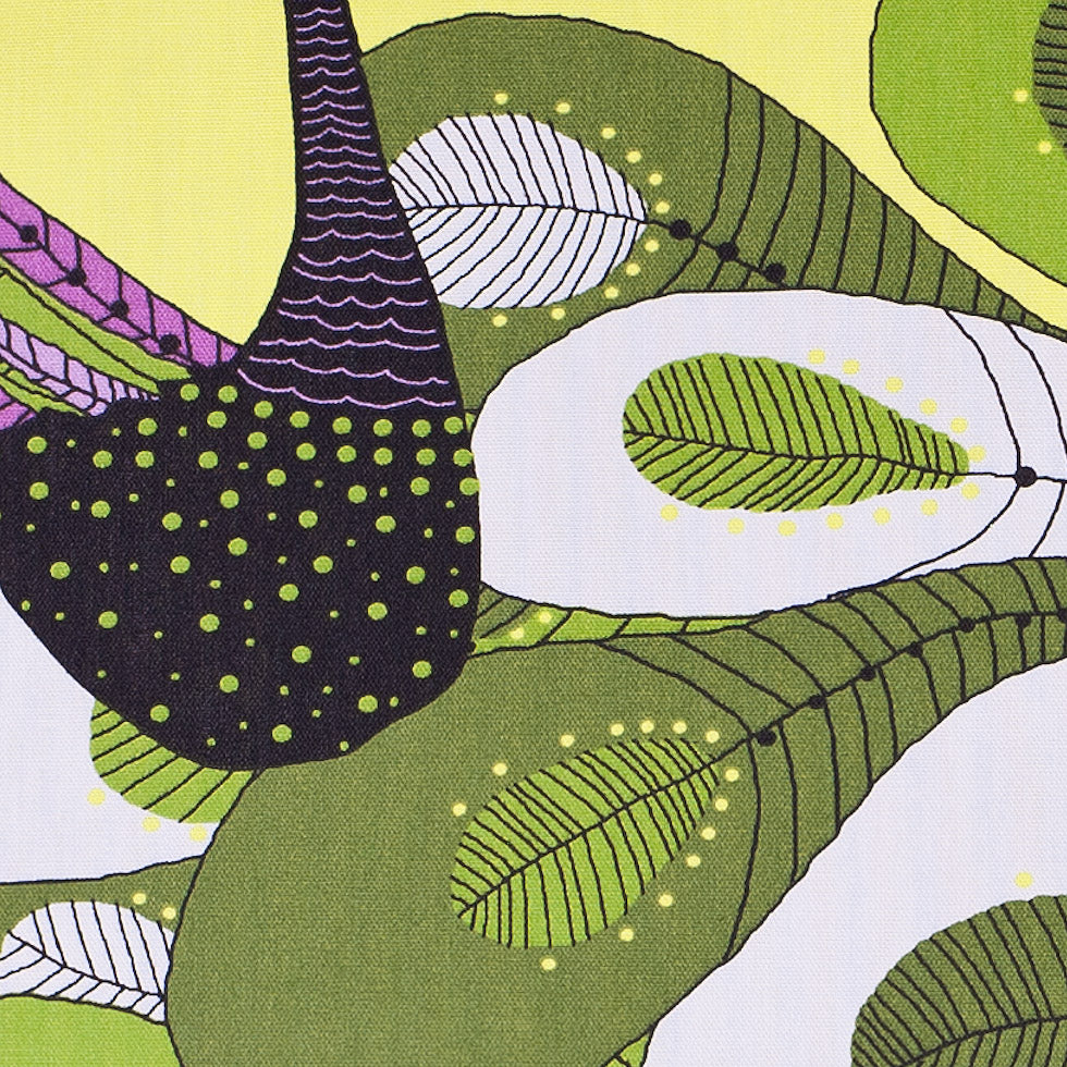 Swedish Green and Purple Peacock Cotton Detail