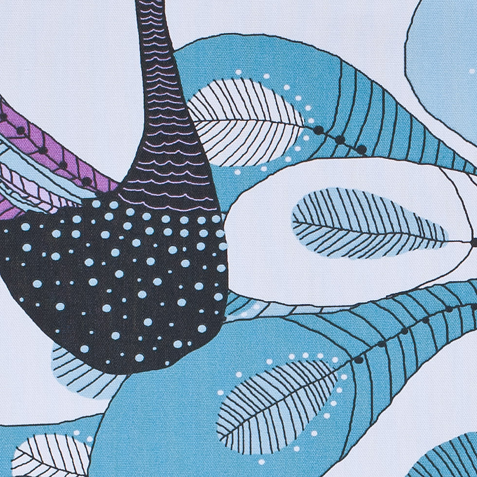 Swedish Aqua and Orchid Peacock Cotton - Detail