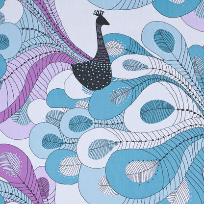 Swedish Aqua and Orchid Peacock Cotton