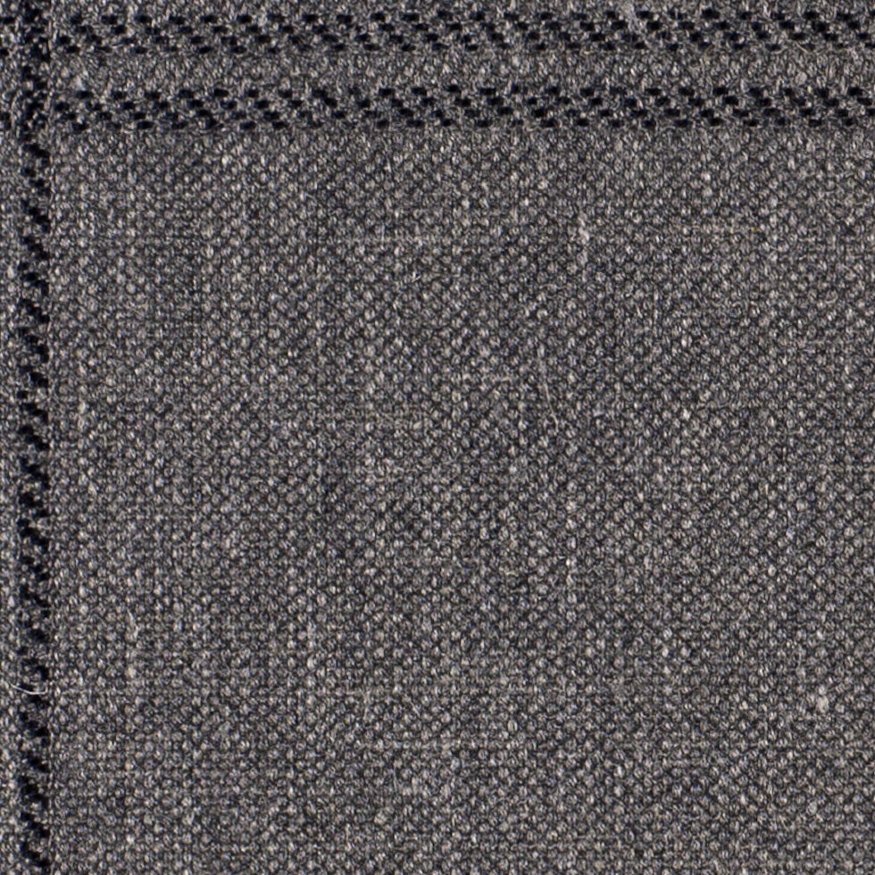 Beige Bold Windowpane Upholstery Tweed - Detail