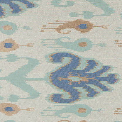 Aqua Double-Wide Ikat Print Poly Woven - Detail