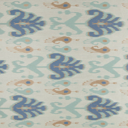 Aqua Double-Wide Ikat Print Poly Woven