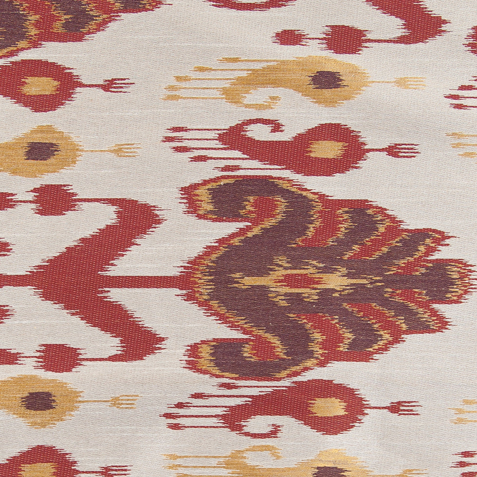 Rust, Brown and Gold Double-Wide Ikat Print Poly Woven - Detail
