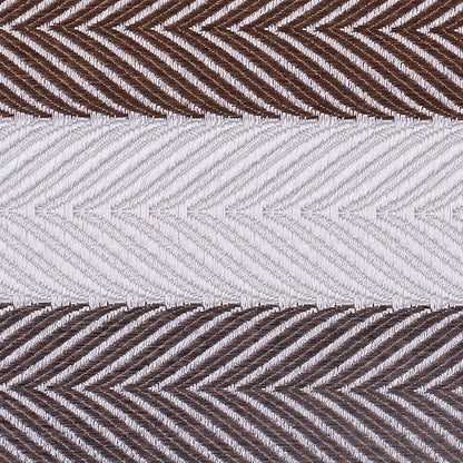 Ivory and Brown Herringbone Stripes Poly Brocade - Detail