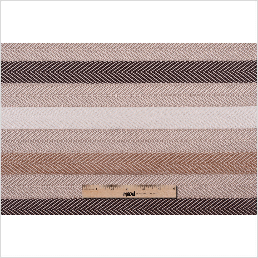 Tan Herringbone Stripes Poly Brocade Full