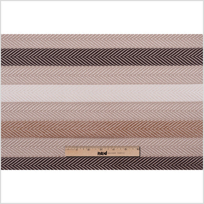 Tan Herringbone Stripes Poly Brocade Full