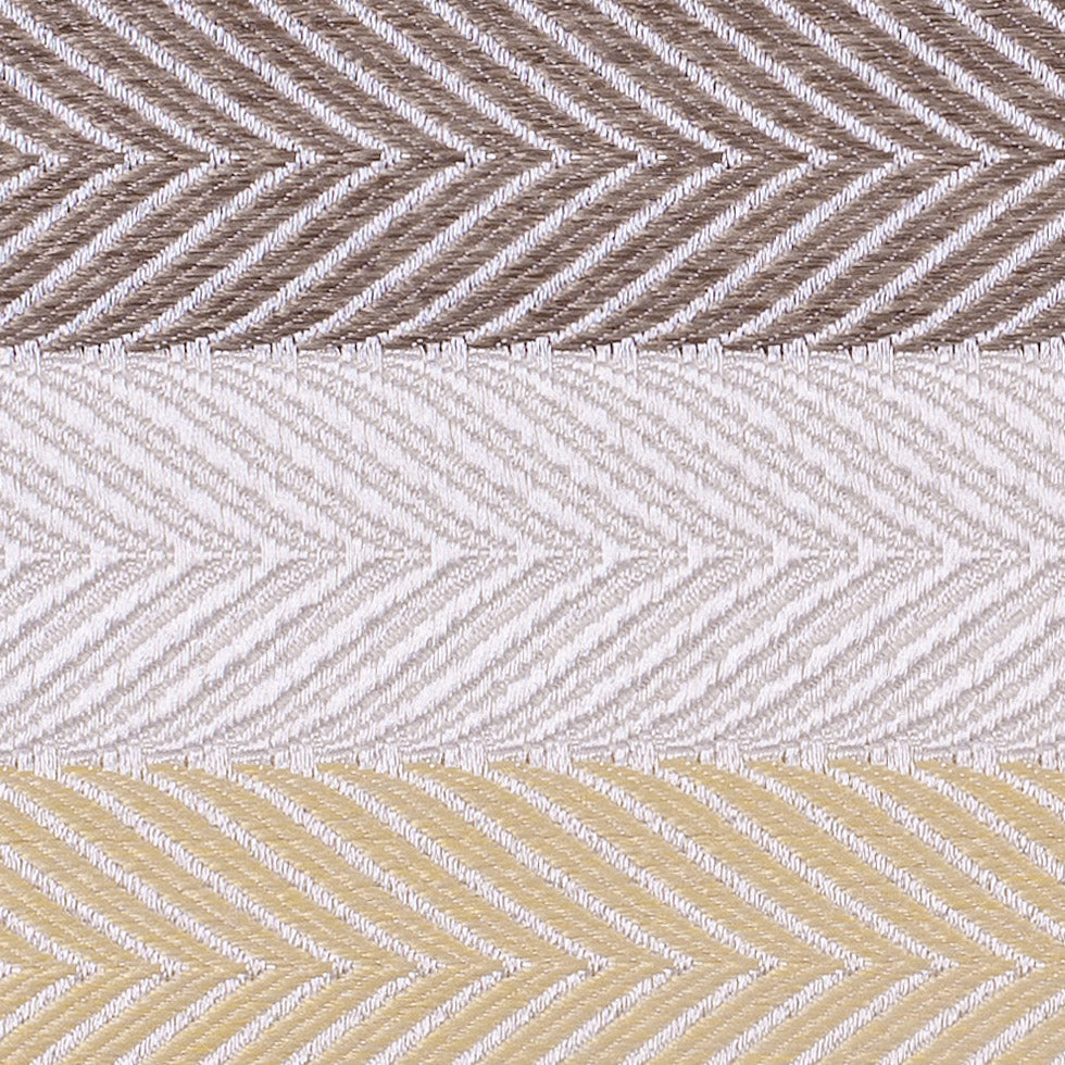 Ivory, Yellow and Green Herringbone Stripes Poly Brocade - Detail