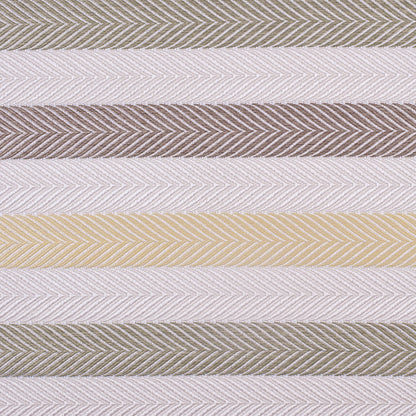Ivory, Yellow and Green Herringbone Stripes Poly Brocade