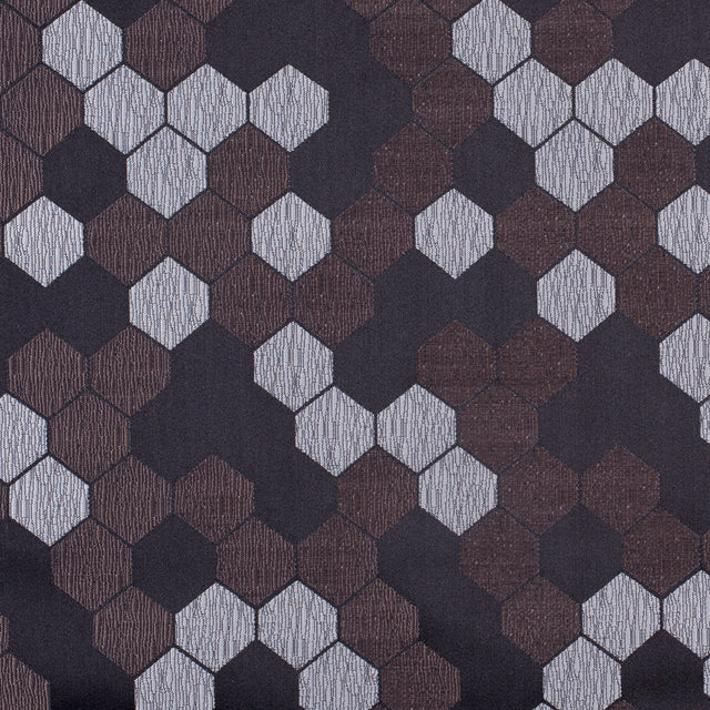 Cells Brown and Silver Poly Brocade