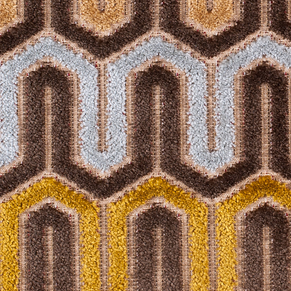 Brown Geometric Velvet Tapestry - Detail