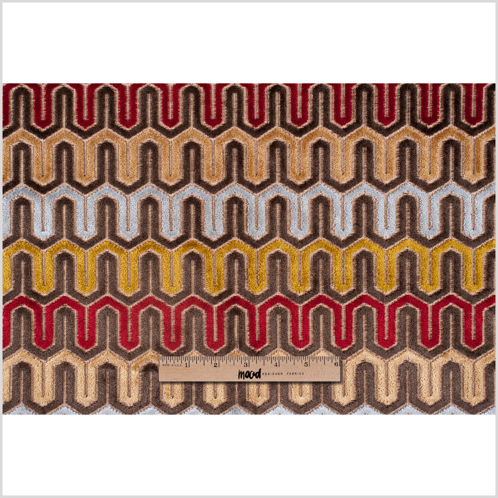 Brown Geometric Velvet Tapestry - Full