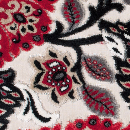Red &amp; Black Floral Velvet Tapestry - Detail