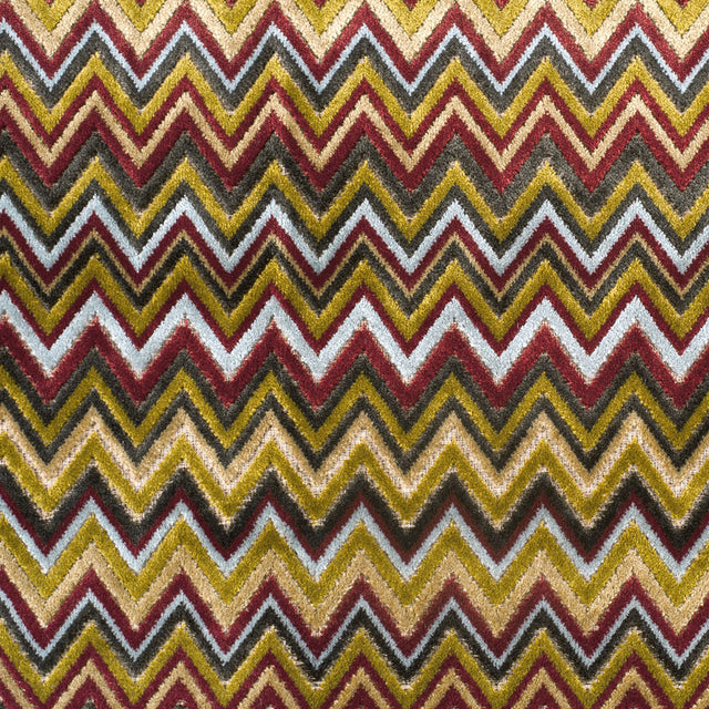 Olive &amp; Crimson Flamestitch Velvet Tapestry