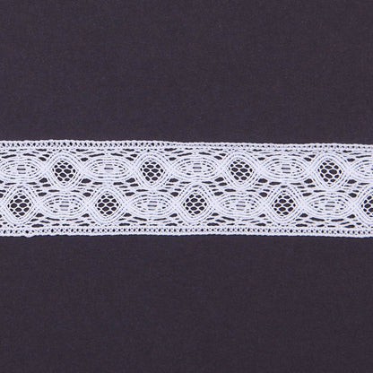 Polyester Crochet Lace Trim 1” - White Abstract - Made in Europe Detail