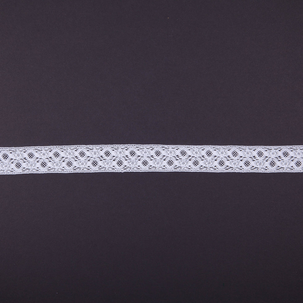 Polyester Crochet Lace Trim 1” - White Abstract - Made in Europe