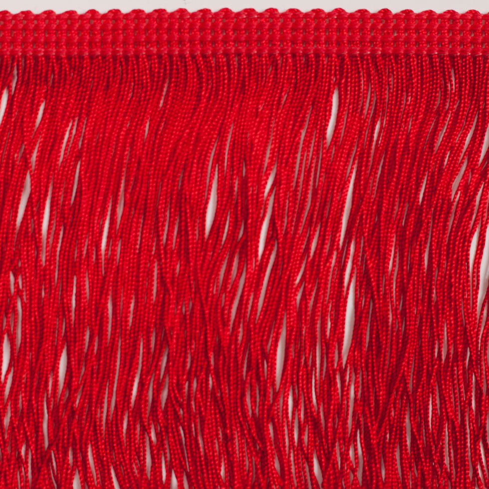 4" European Red Chainette Fringe Trim Folded