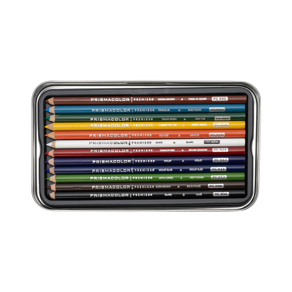 Prismacolor Premier Colored Pencil Set with Tin - 12 Assorted Colors - Folded