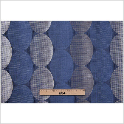 Blue/Silver Rows of Ovals Textured Jacquard - Full