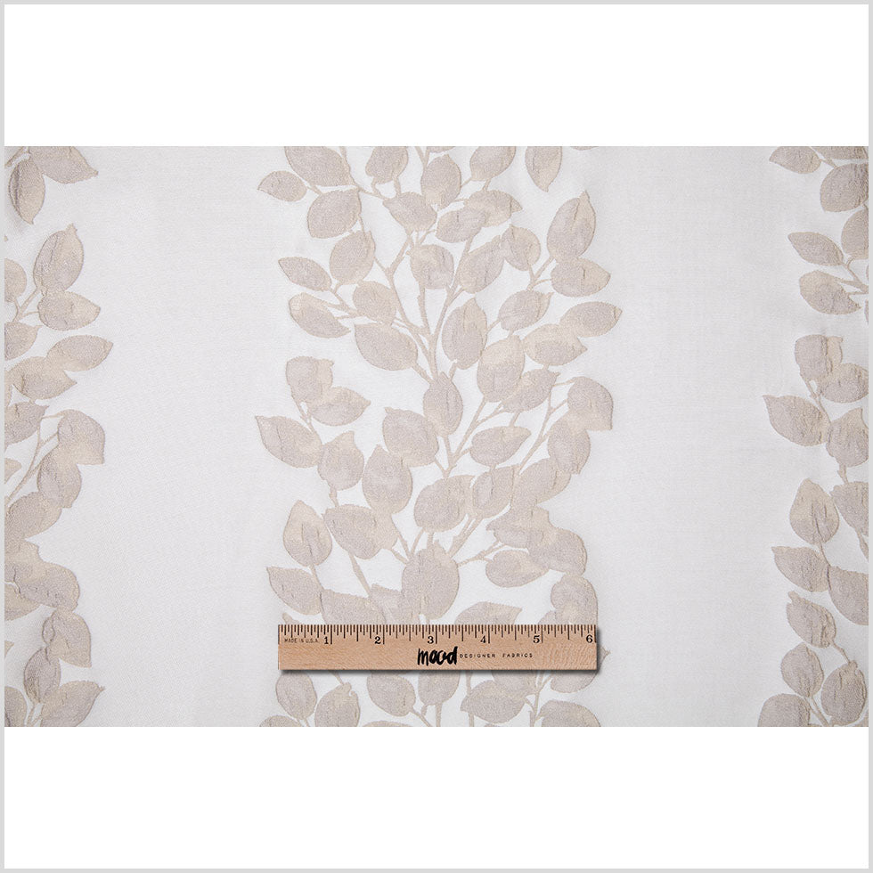 Ivory Columns of Leaves Brocade - Full