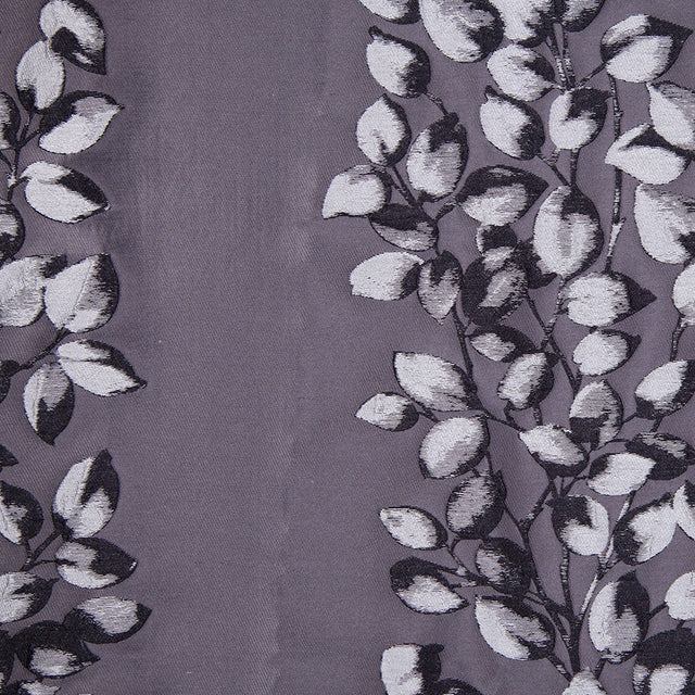 Gray and Black Columns of Leaves Brocade