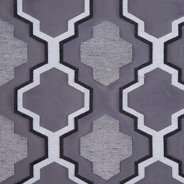 Gray Geometric Lines and Shapes Satiny Brocade