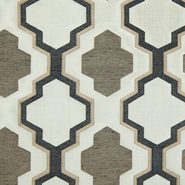 Beige and Black Geometric Lines and Shapes Satiny Brocade