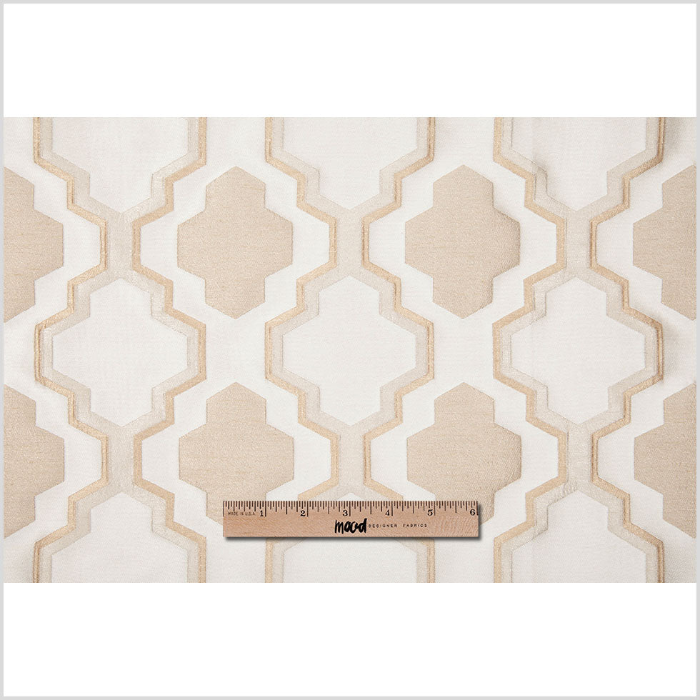 Champagne Geometric Lines and Shapes Satiny Brocade Full