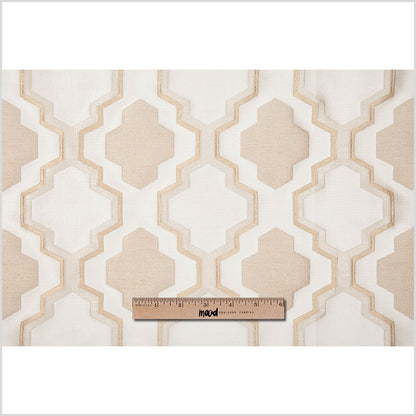 Champagne Geometric Lines and Shapes Satiny Brocade Full