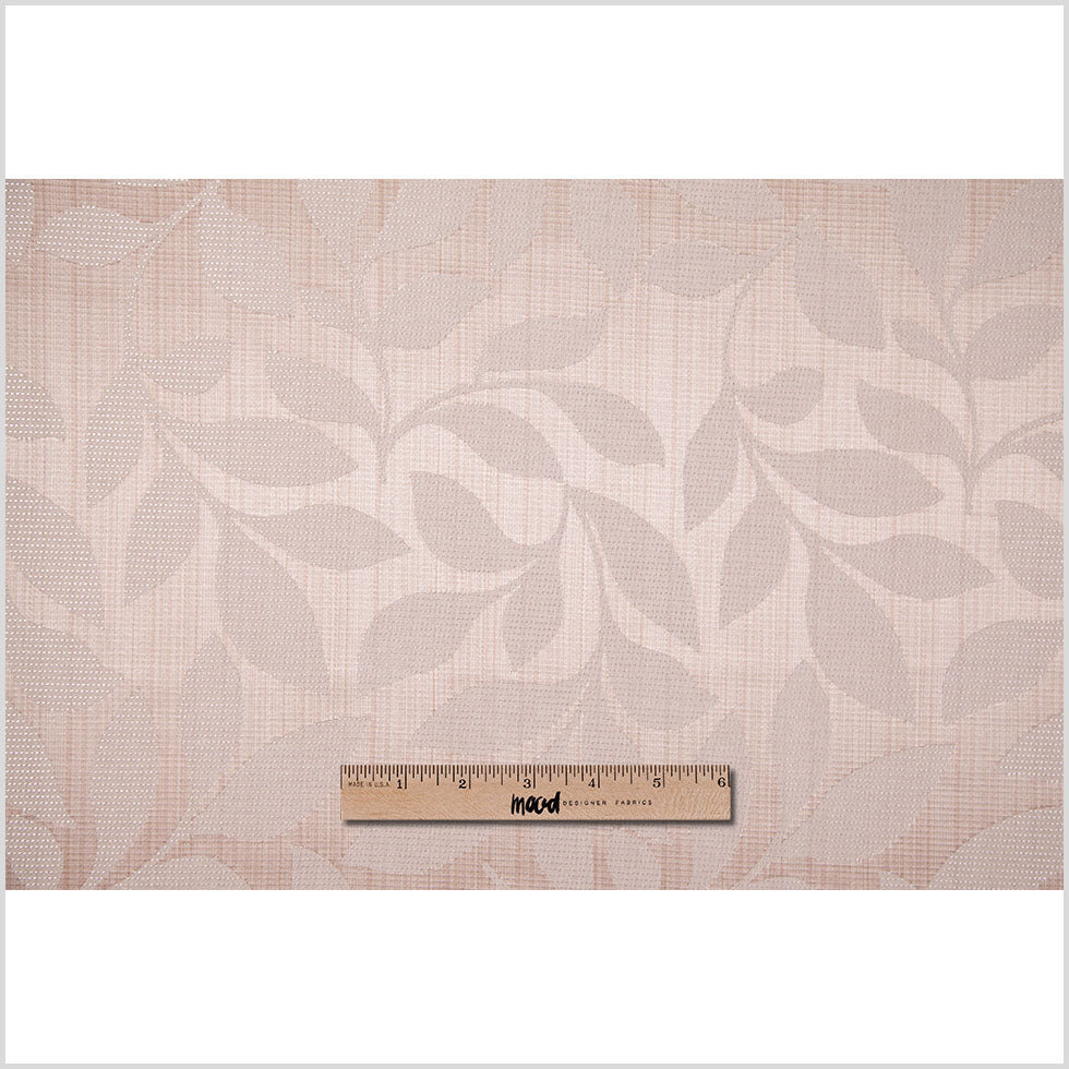 Peach Satiny Woven Leaves Jacquard Full