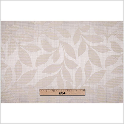 Beige Satiny Woven Leaves Jacquard - Full