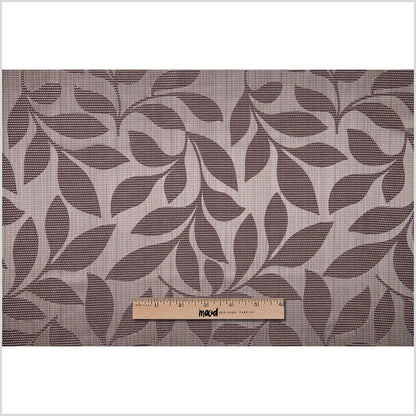 Brown Sand Satiny Woven Leaves Jacquard - Full