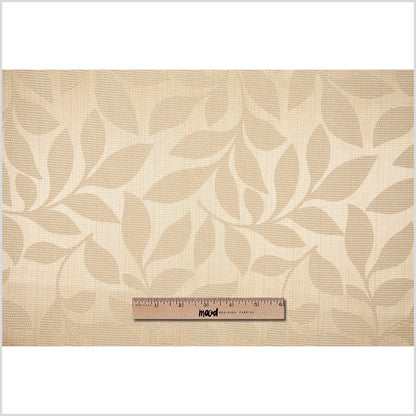 Gold Satiny Woven Leaves Jacquard Full