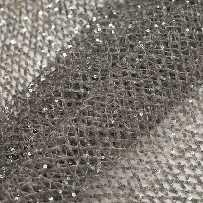 Silver Sequined Netted Lace Folded