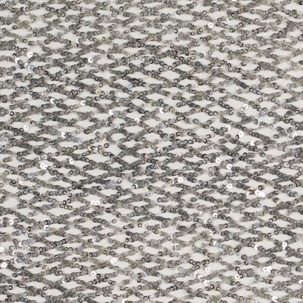 Silver Sequined Netted Lace Detail