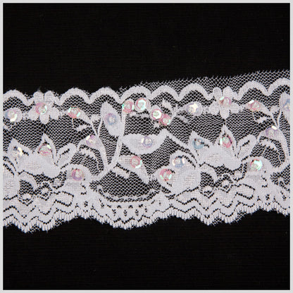 2.5" White Beaded Lace