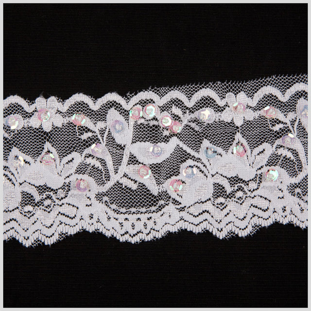 2.5" White Beaded Lace