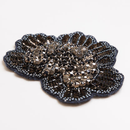 Navy and Clear Beaded and Sequined Rhinestone Applique - 4 - Detail